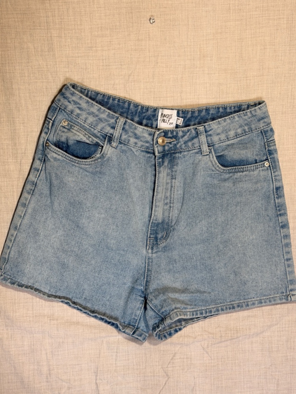 Princess Polly Denim High-Rise Shorts in Light Blue